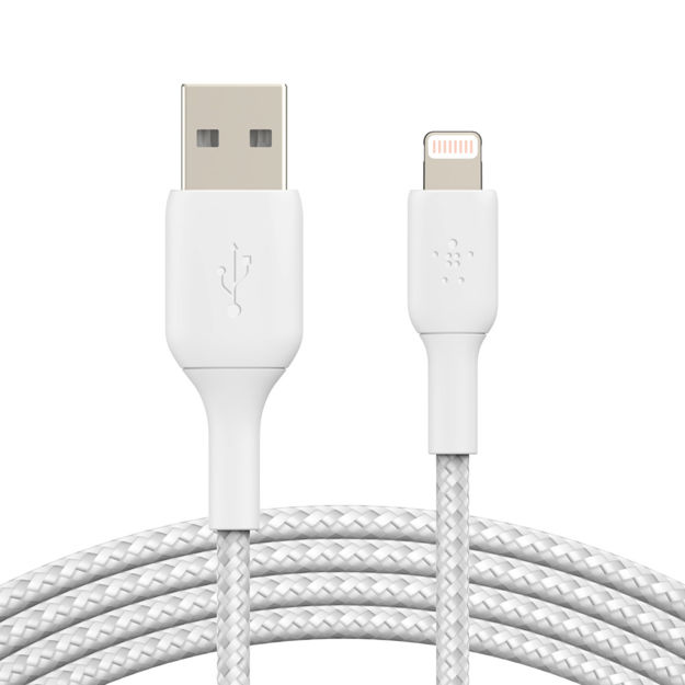 صورة BELKIN 2M PREMIUM BRAIDED USB-A to LIGHTINING CABLE WHITE