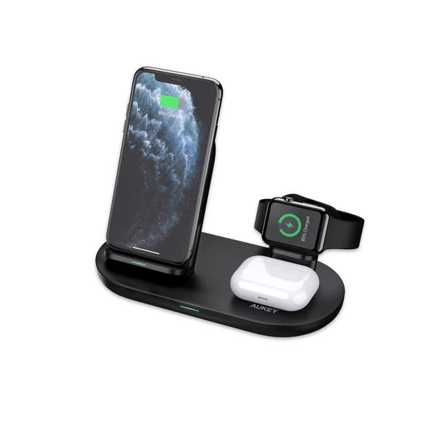 صورة Aukey Aircore Series 3-in- 1 Wireless Charging Station - Black