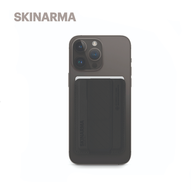 صورة SKINARMA KADO MAG SAFE CARD HOLDER WITH GRPSTAND, MIDNIGHT/BLACK