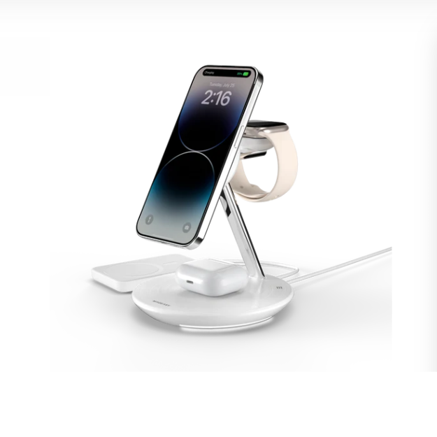 صورة MagEasy 55W MagStation 5-in-1 Magnetic Wireless Charging Stand, White