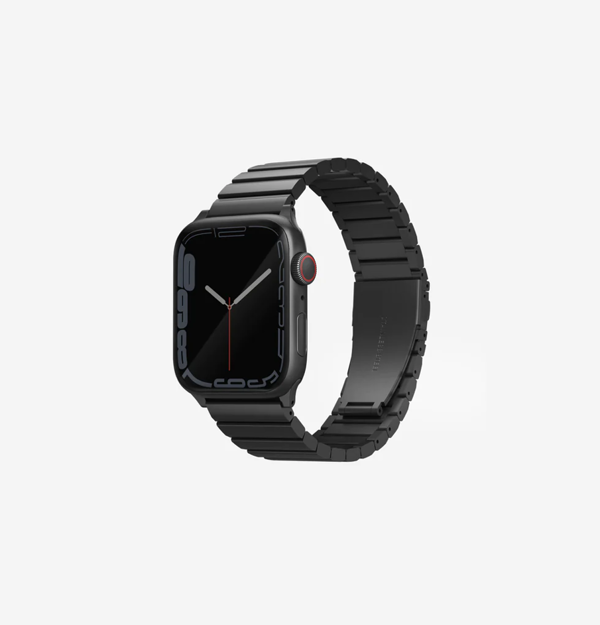 صورة UNIQ APPLE WATCH 49|45|44|42MM STROVA STEEL LINK BAND, MIDNIGHT BLACK