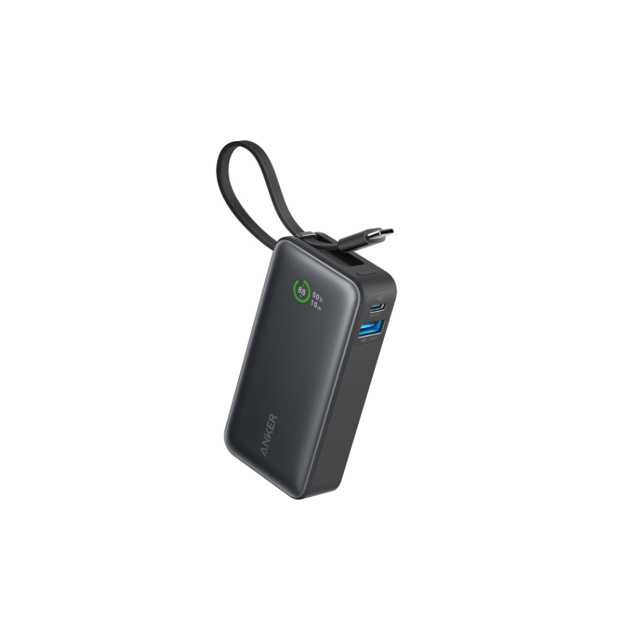 صورة Anker 10K 30W 533 Nano Powerbank Built-In USB-C Cable, Black