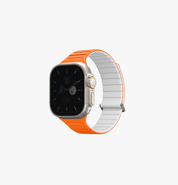 صورة UNIQ APPLE WATCH STRAP 49|45|44|42MM REVIX EVO, AMBER ORANGE/WHITE