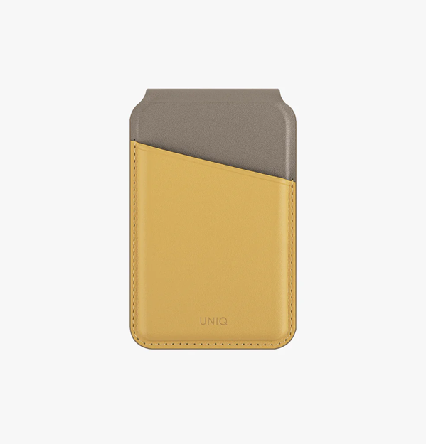 صورة UNIQ LYDEN DS RFID BLOCKING MAGNETIC CARDHOLDER WITH STAND, CANARY YELLOW/FLINT GREY