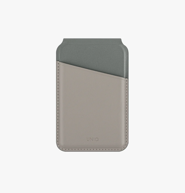 صورة UNIQ LYDEN DS RFID BLOCKING MAGNETIC CARDHOLDER WITH STAND, IVORY/LITCHEN GREEN