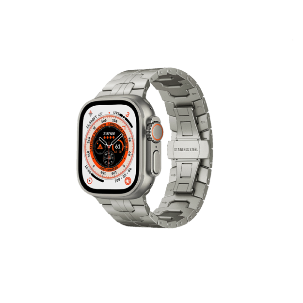 صورة Levelo Apple Watch 45|49mm Eclipse Stainless Timepiece Metal Strap, Silver