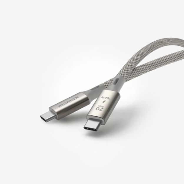 صورة Momax 1m 100W Elite USB-C to USB-C Cable, Titanium
