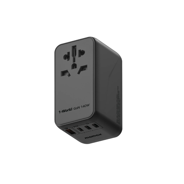 صورة Momax 1-World 140W GaN 4 Port Travel Adapter, Black