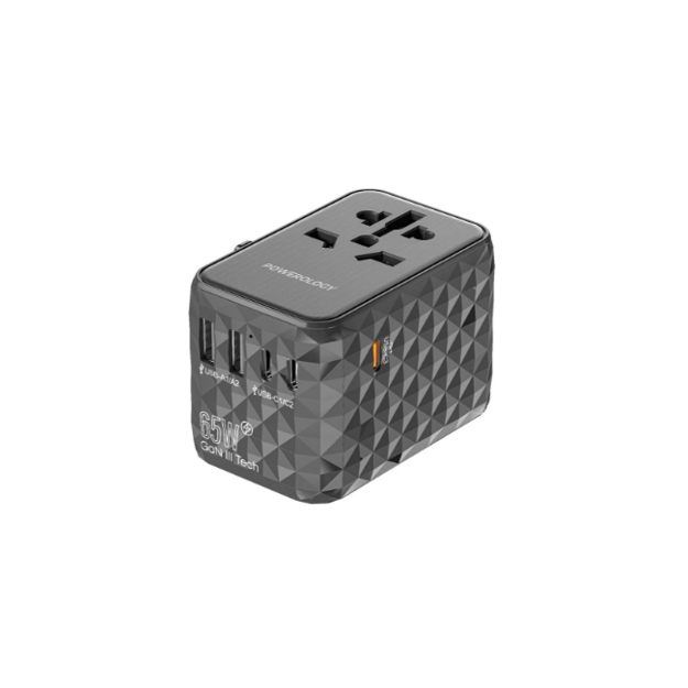 صورة Powerology 65W Multi-Port GaN Travel Adapter, Gray