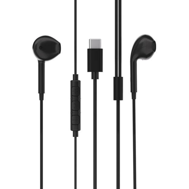 صورة Powerology Stereo Earphone Type-C, Black