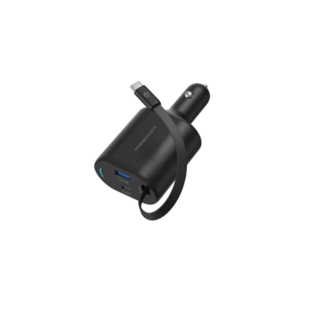 صورة Powerology PD20W Type-C Retractable Car Charger, Black